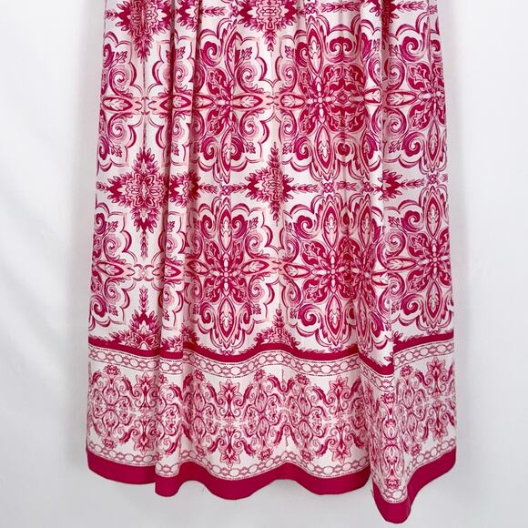 Talbots Women's Printed Tie Waist Midi Dress Size 6 Petite Pink Medallion - Picture 12 of 16